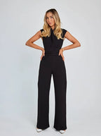Sleeveless Jumpsuit with Wide Legs