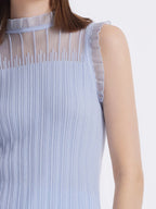 Women's Top with Ruffles Made from Tencel and Wool