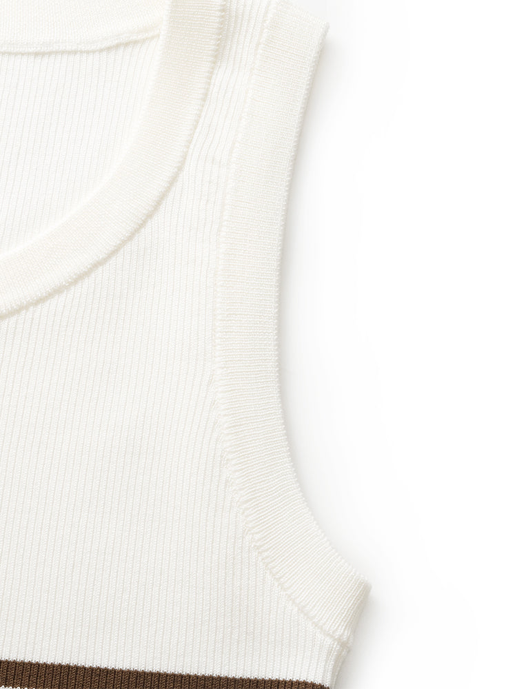 Striped Acetate and Cotton Tank Top