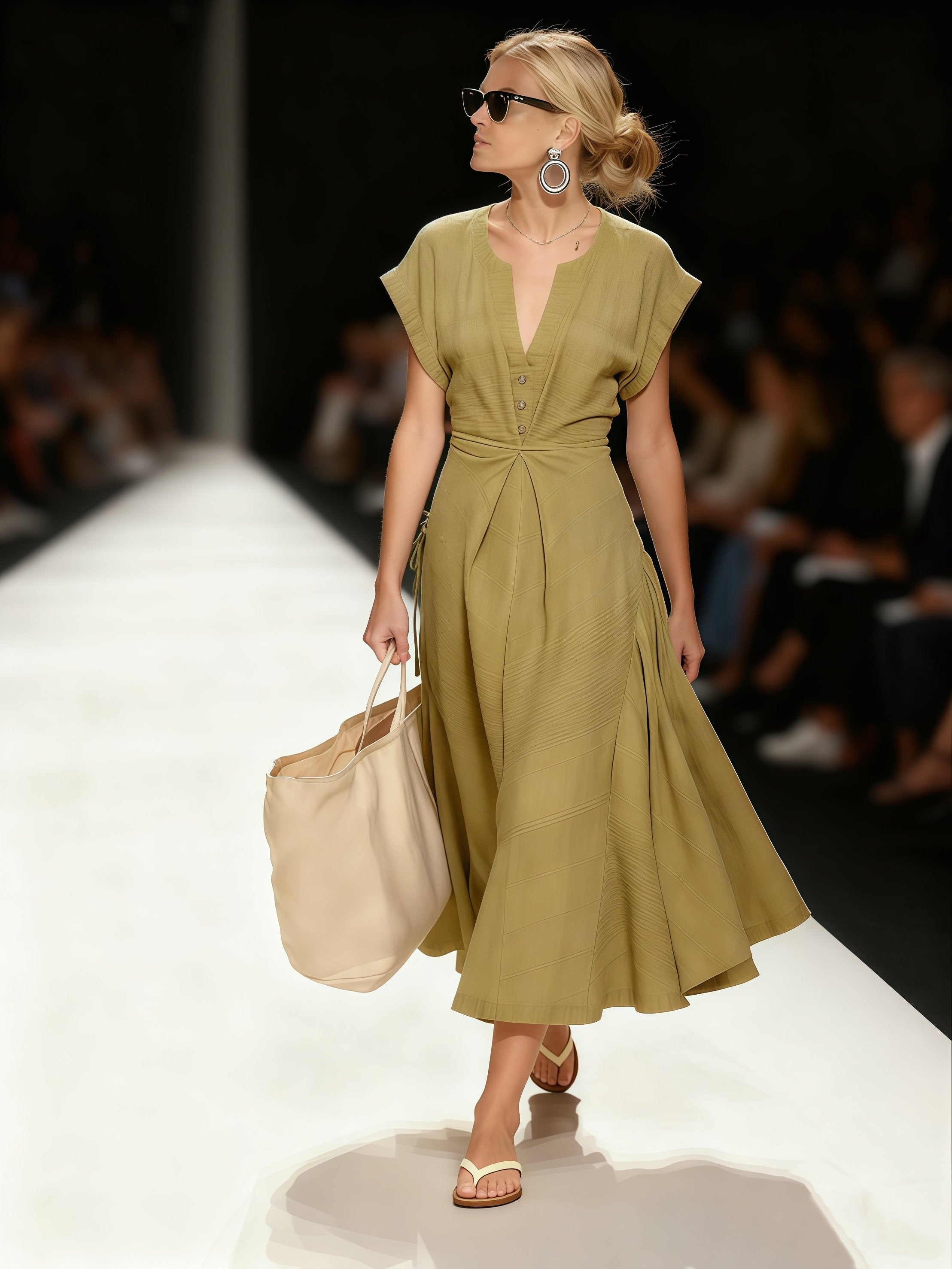 Evelyne | Midi Dress with Buttons and Wrap Look