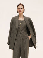Women's Checked Jacket with Cut-Out Collar