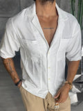 Benil | Cotton linen shirt with multi pockets