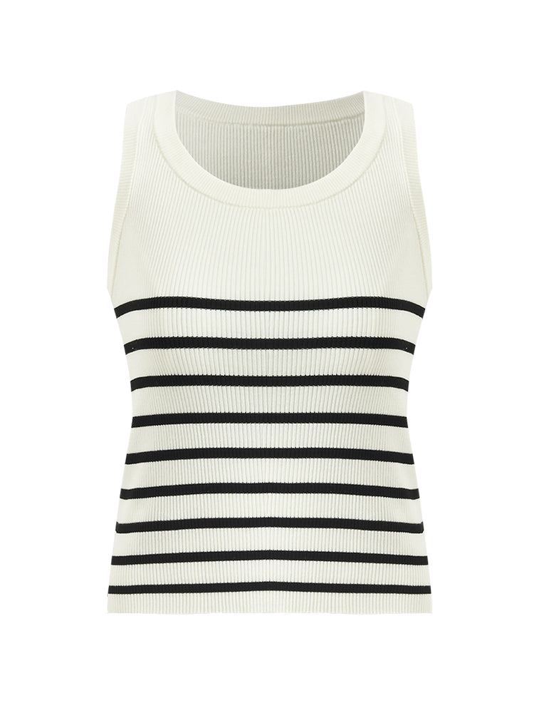 Striped Acetate and Cotton Tank Top