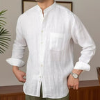 Teodor | Cotton linen shirt with pocket