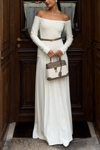 Jasmin Retro Maxi Dress with Bardot Neckline