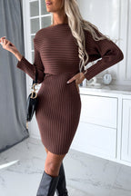 Striped Long Sleeve Top and Strap Mini Dress Set