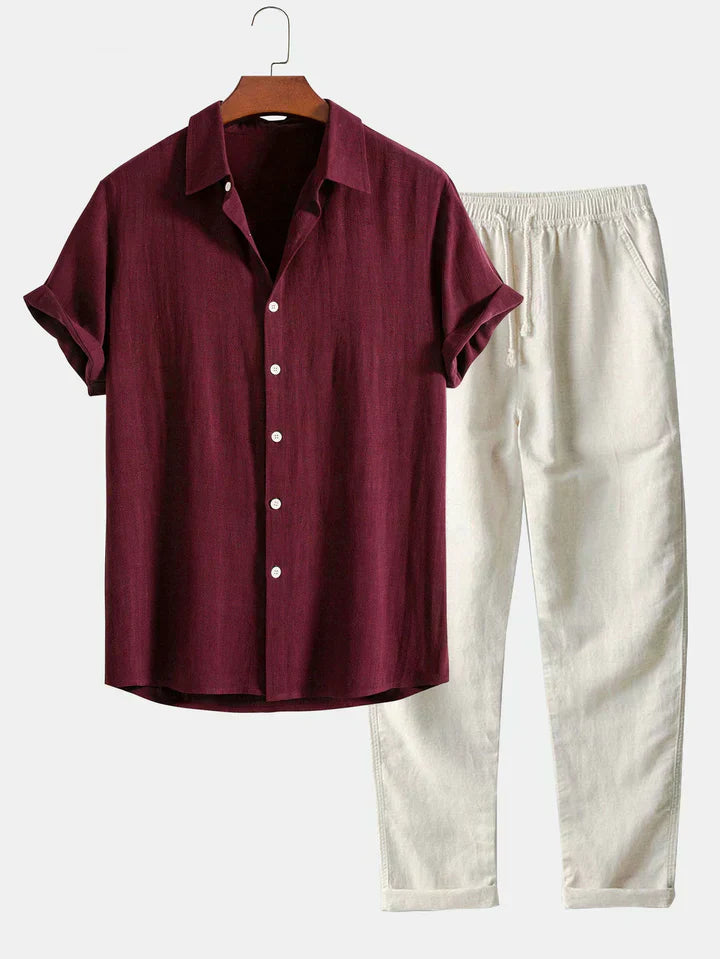 Booker – Linen Blend Shirt with Straight Trousers