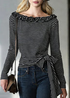 Nerina | T-Shirt with Stripes and Tie Detail