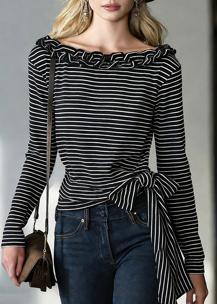 Nerina | T-Shirt with Stripes and Tie Detail