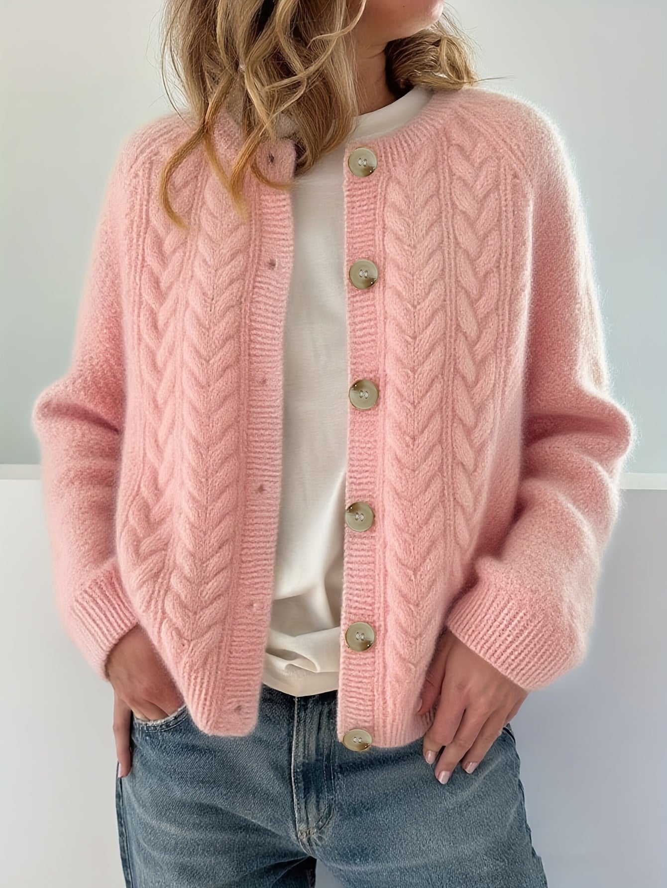 Dwina™ Cardigan with Buttons and Cable Knit Pattern