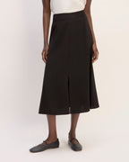 Mini Slip Skirt with Jacquard Belt | Black