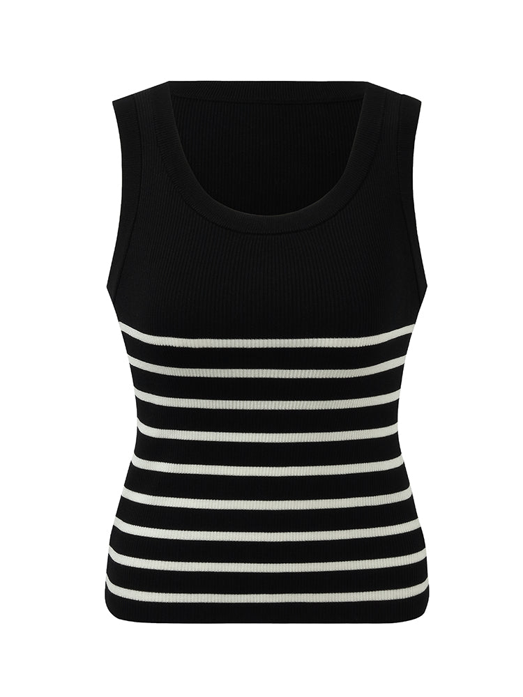 Striped Acetate and Cotton Tank Top