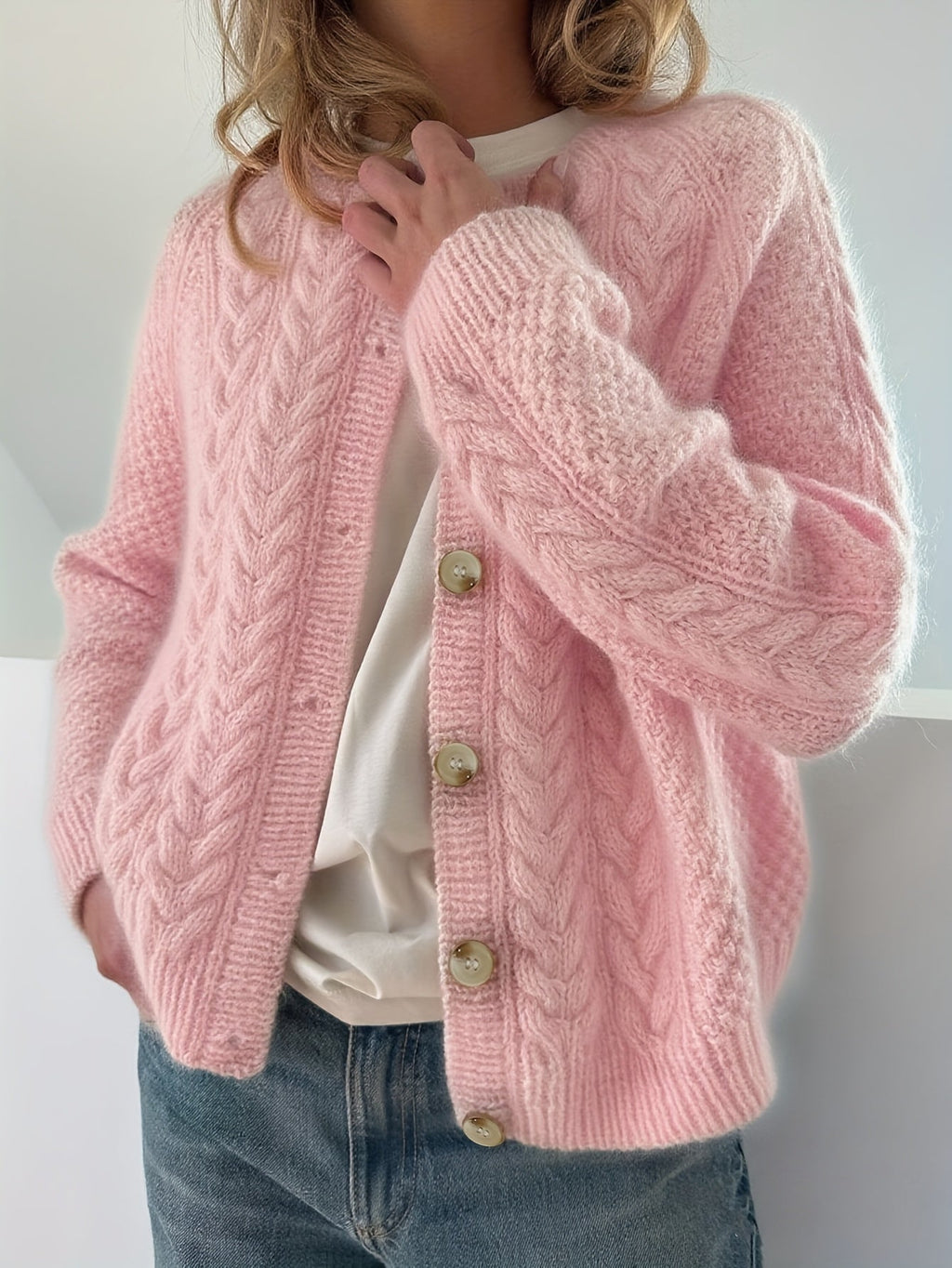 Dwina™ Cardigan with Buttons and Cable Knit Pattern
