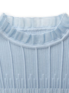 Women's Top with Ruffles Made from Tencel and Wool