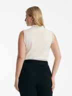 Women's Top with Ruffles Made from Tencel and Wool