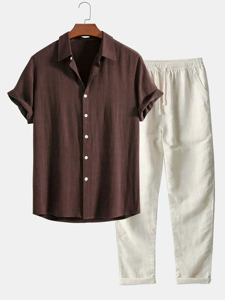 Booker – Linen Blend Shirt with Straight Trousers