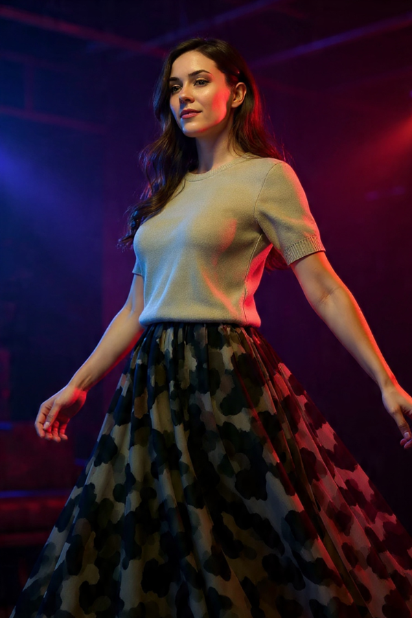 Leona | Sweater & Flowing Leopard Skirt Set