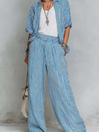 Orielle | Set with Striped Shirt and Wide Trousers