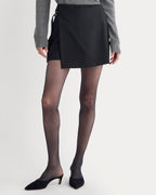 Mini Wrap Skirt in Tailored Twill | Black