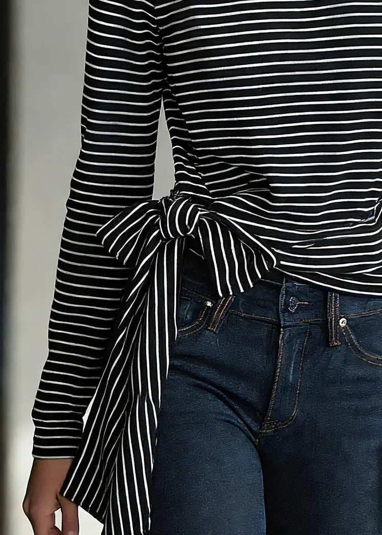 Nerina | T-Shirt with Stripes and Tie Detail