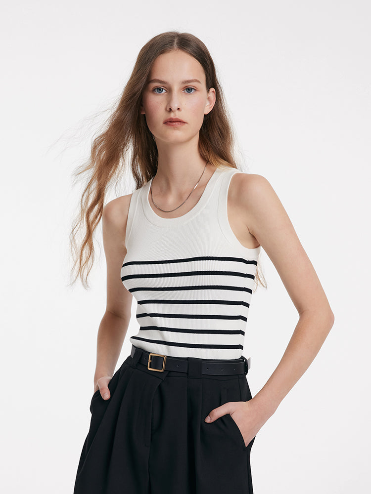 Striped Acetate and Cotton Tank Top