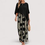 Ladies' Outfit – Asymmetric Print Set, Modern & Stylish