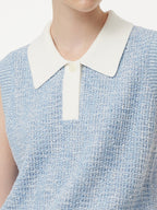 Women's Polo Sweater with Contrast Collar