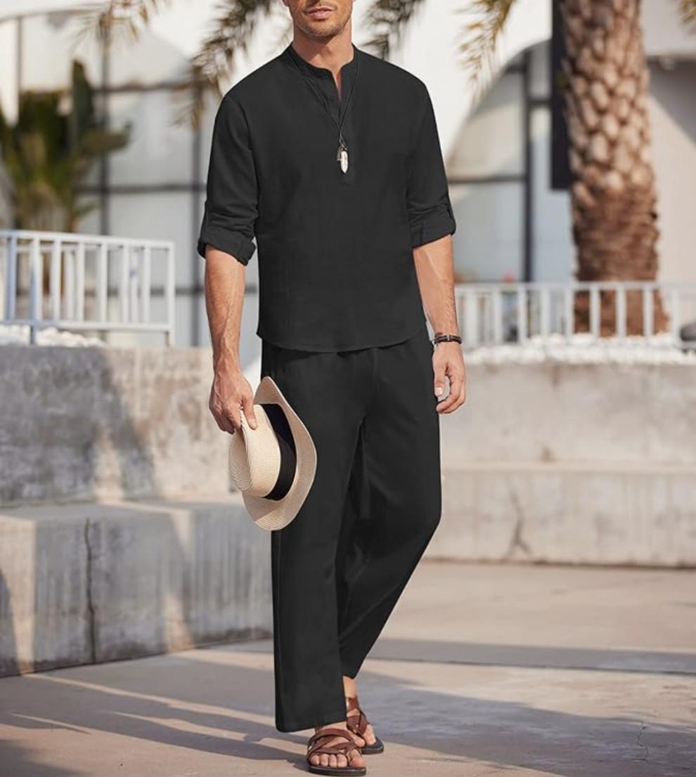 Laurent | Two-piece set with Henley shirt and pants