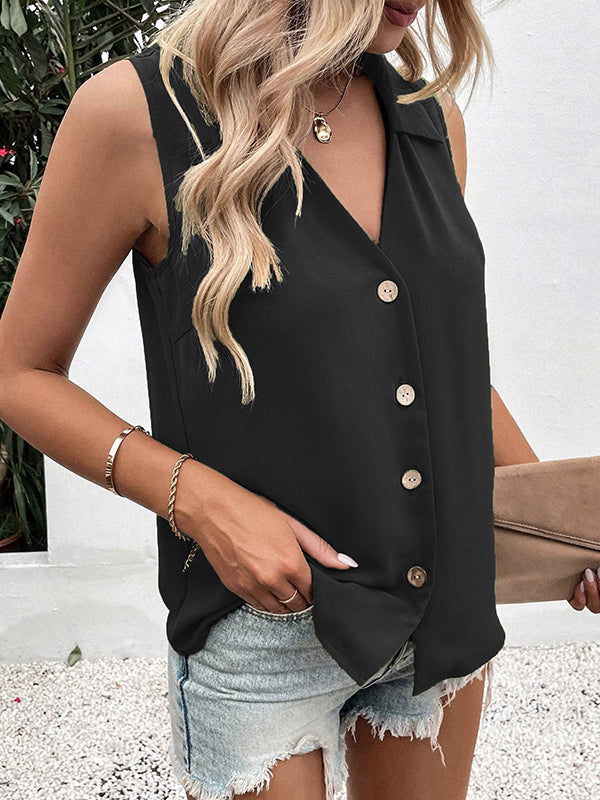 Lucy | Buttoned V-Neck Waistcoat Top