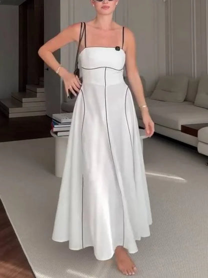 Clara | Black and white contrast sling maxi dress