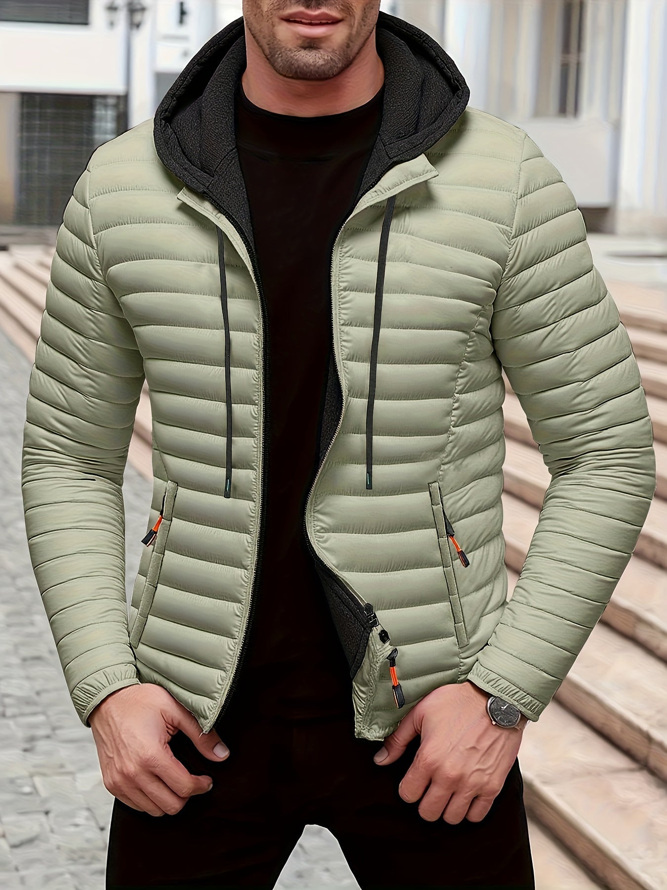 Dielmar - Quilted Hooded Jacket with Front Zip
