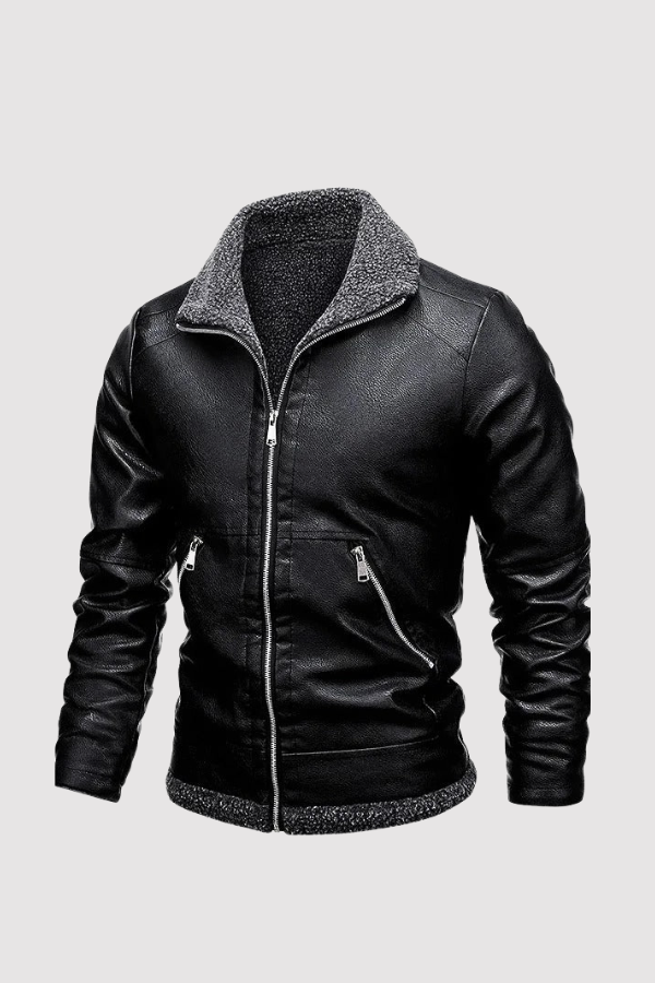 Elegant Fleece Leather Jacket