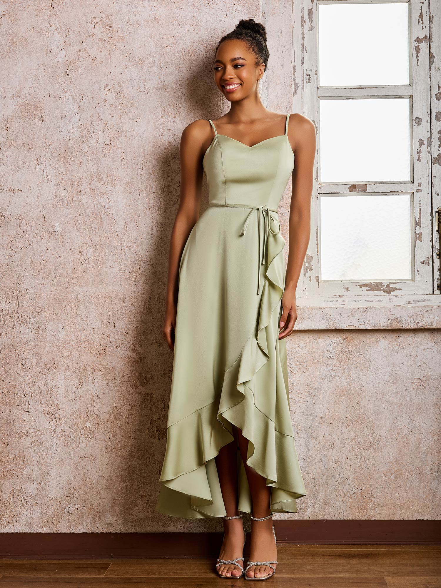 Sofia | Soft satin dress with thin straps
