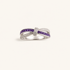 Avery | Paarse Witte Twee Kleuren 5A Zircon Kruis Boog Knoop Ringen