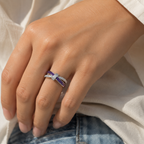 Avery | Paarse Witte Twee Kleuren 5A Zircon Kruis Boog Knoop Ringen