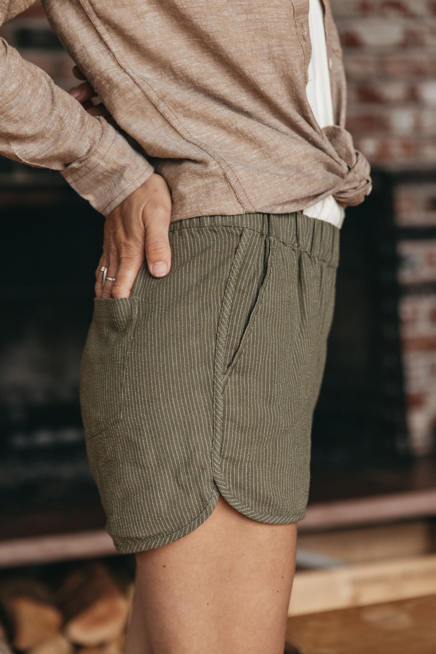 Luca Track Shorts / Olive Striped