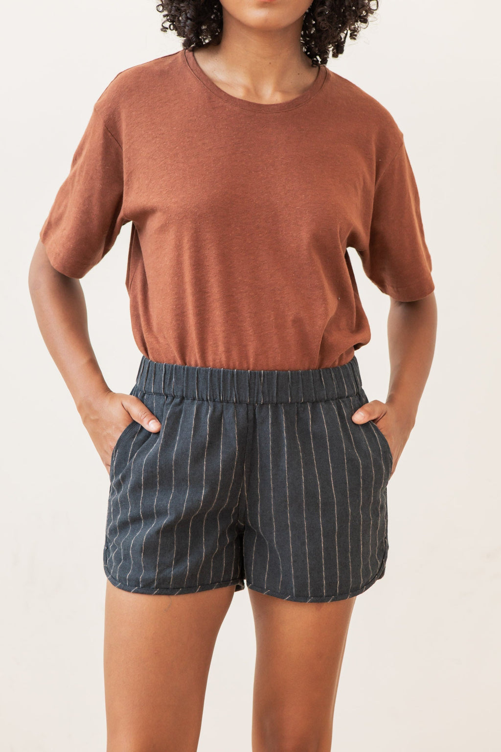 Luca Track Shorts / Charcoal Stripe