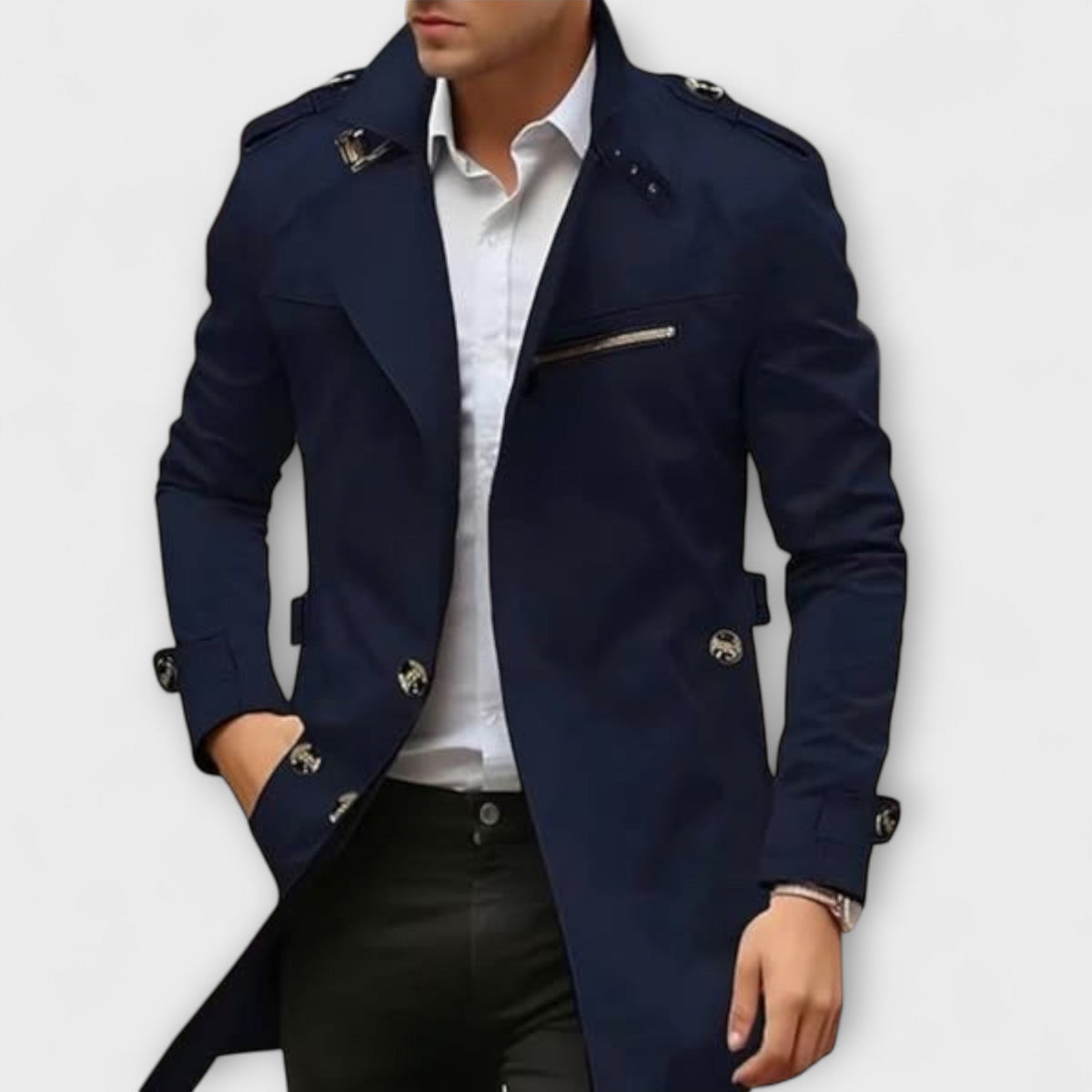 Leandro | Classic Men's Trench Coat in Beige