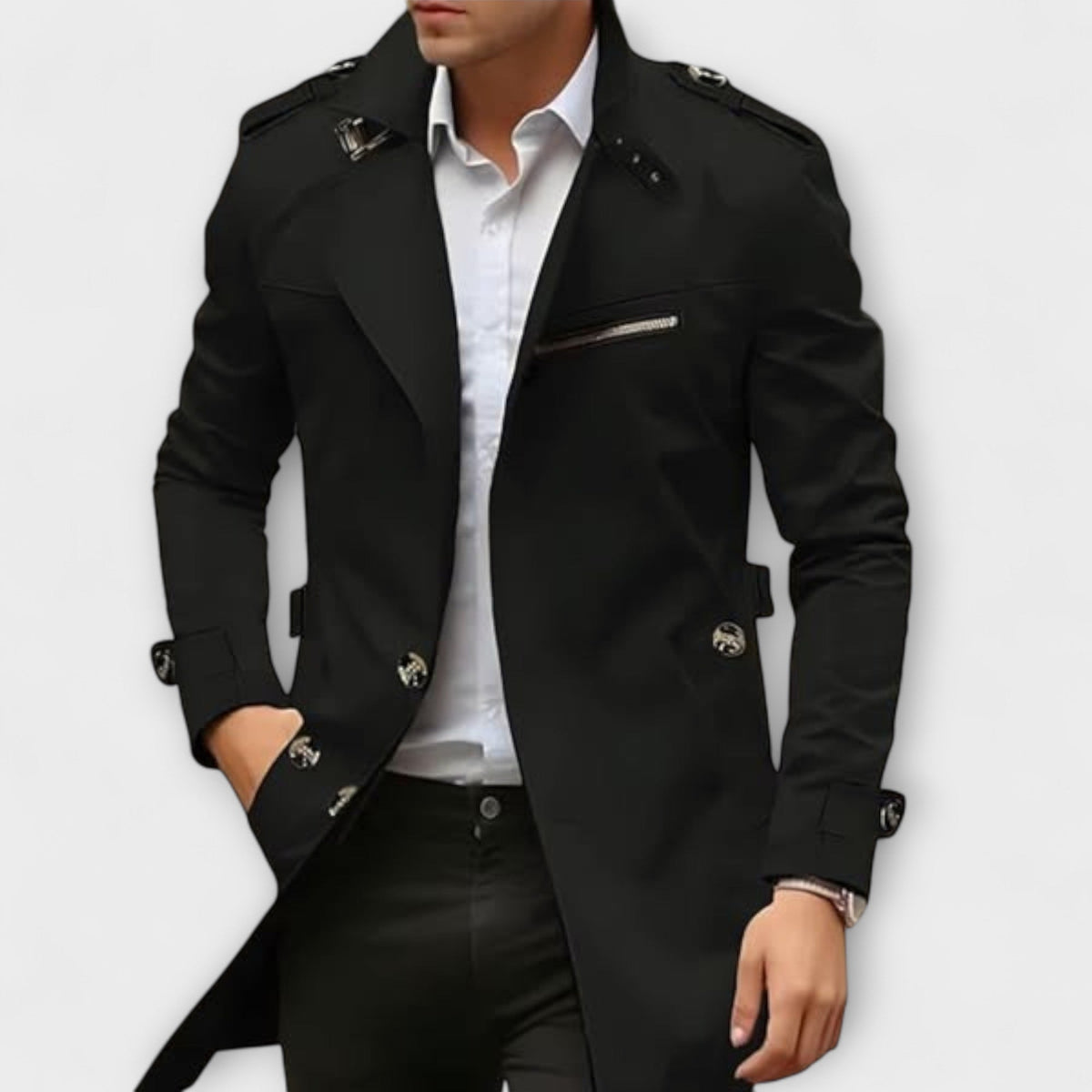 Leandro | Classic Men's Trench Coat in Beige