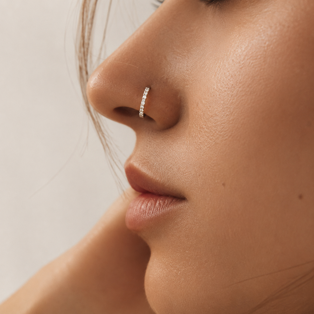 Hazel | Roestvrijstalen Neusring met Bladvormige Cubic Zirconia