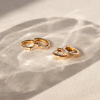 Triple Huggie Earrings in Baguette Shape
