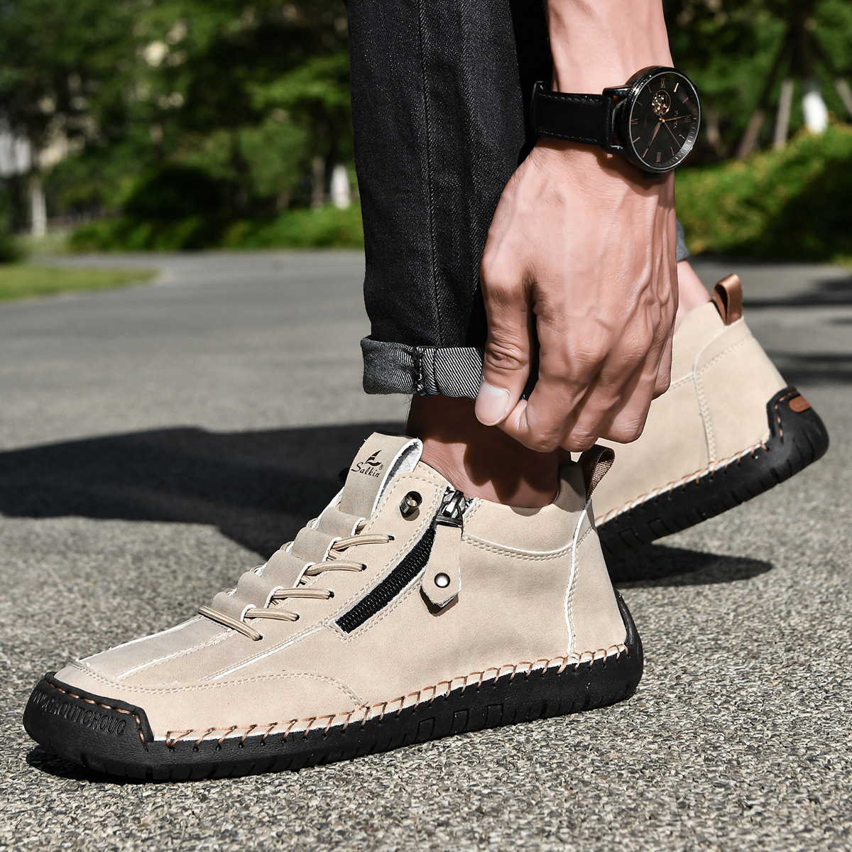 Christian | Nubuck Leather Shoes with Zip