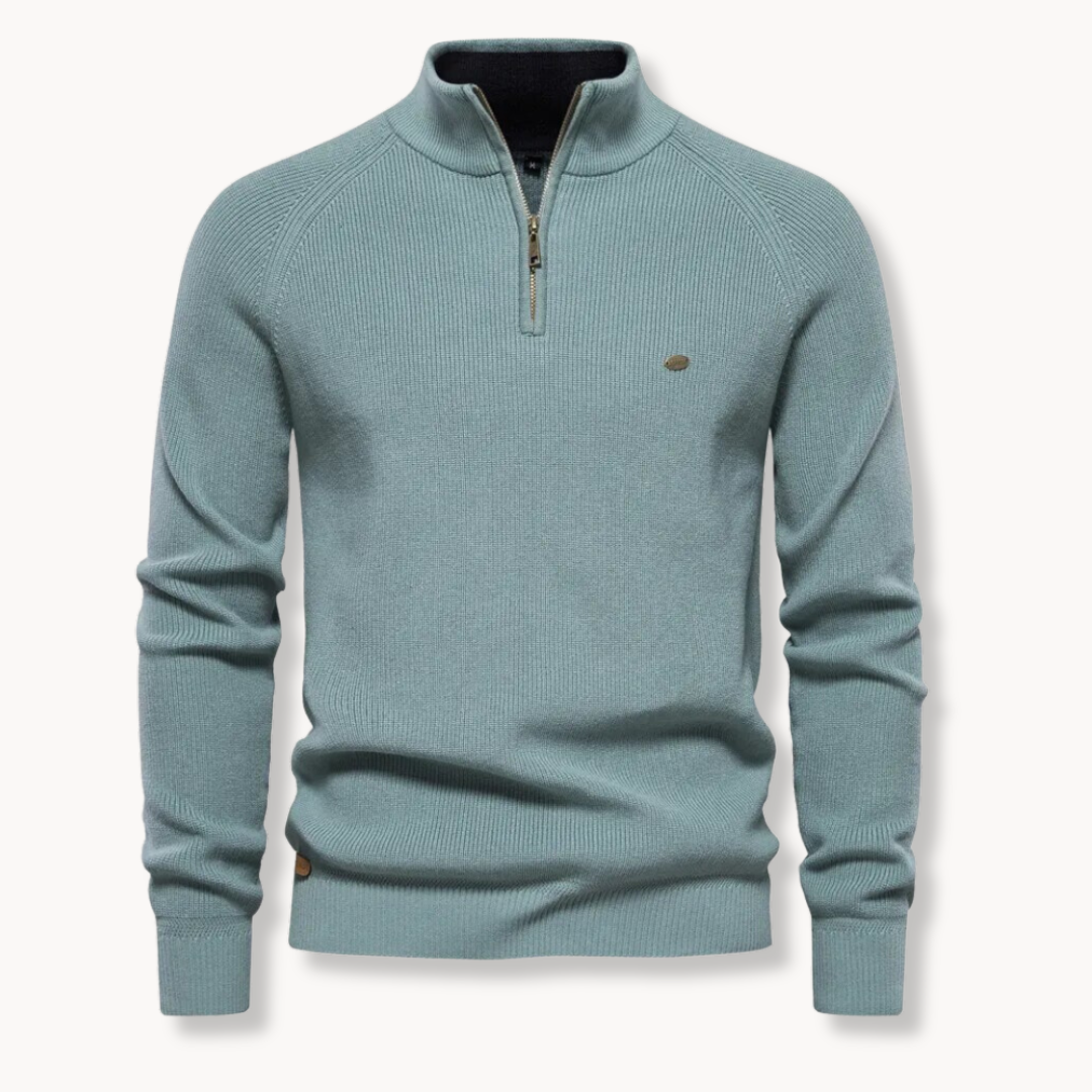 Cedro | Knitted Jumper with Stand-Up Collar and Zip