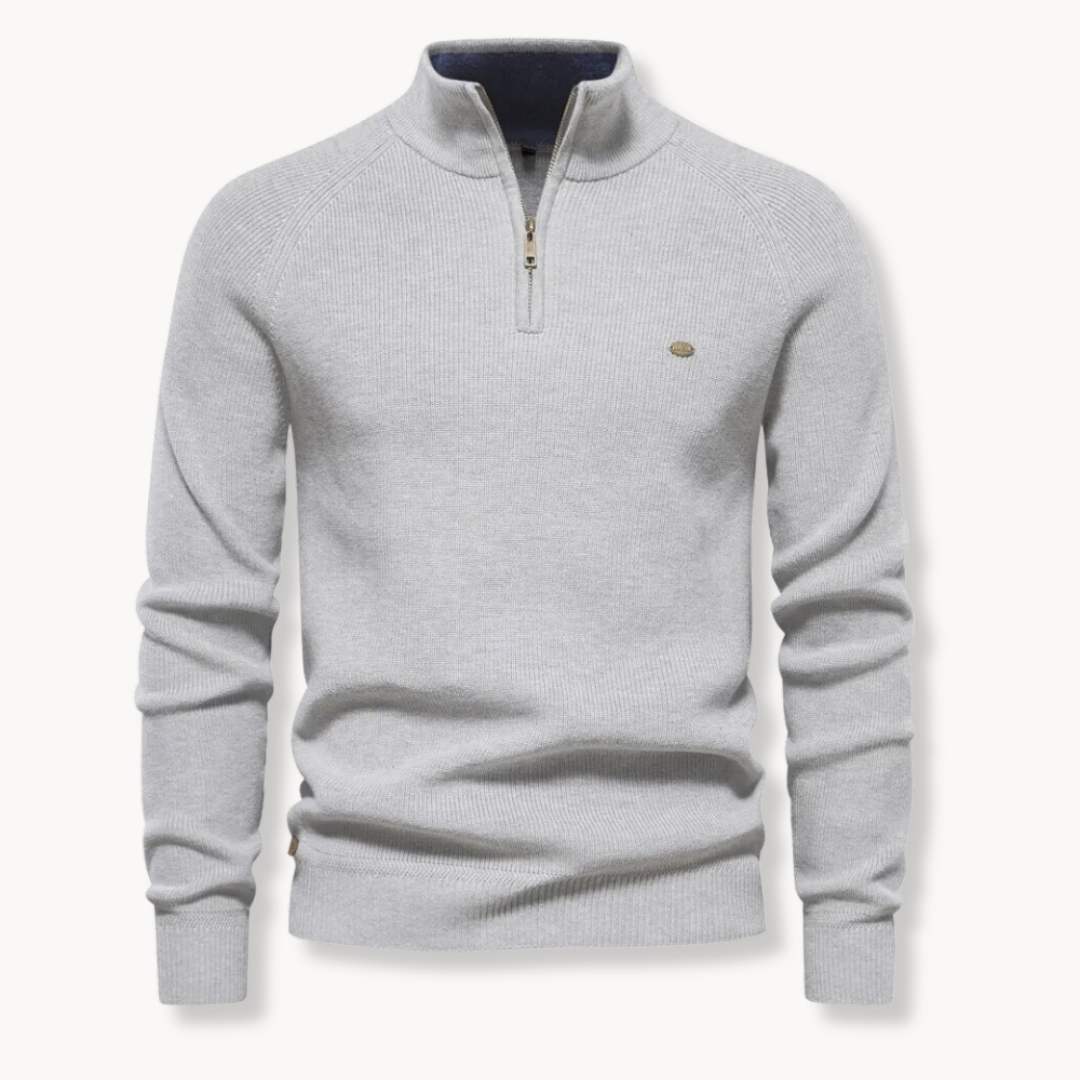 Cedro | Knitted Jumper with Stand-Up Collar and Zip