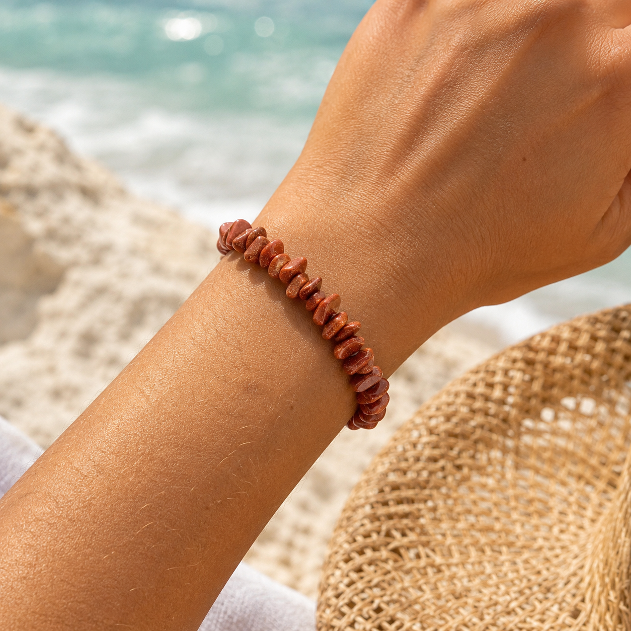 Esme | Bohemian Kleur Natuurlijke Irregulaire Gem Elastische Armband