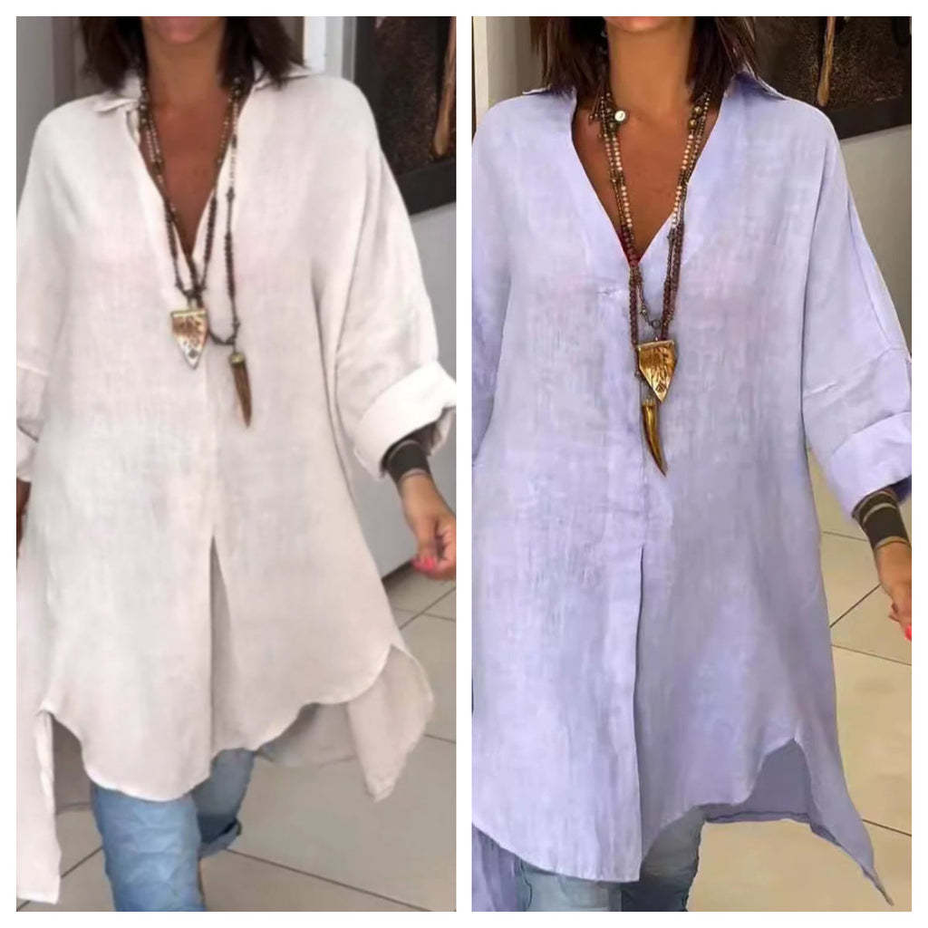 White Long Shirt in Oversized Look
