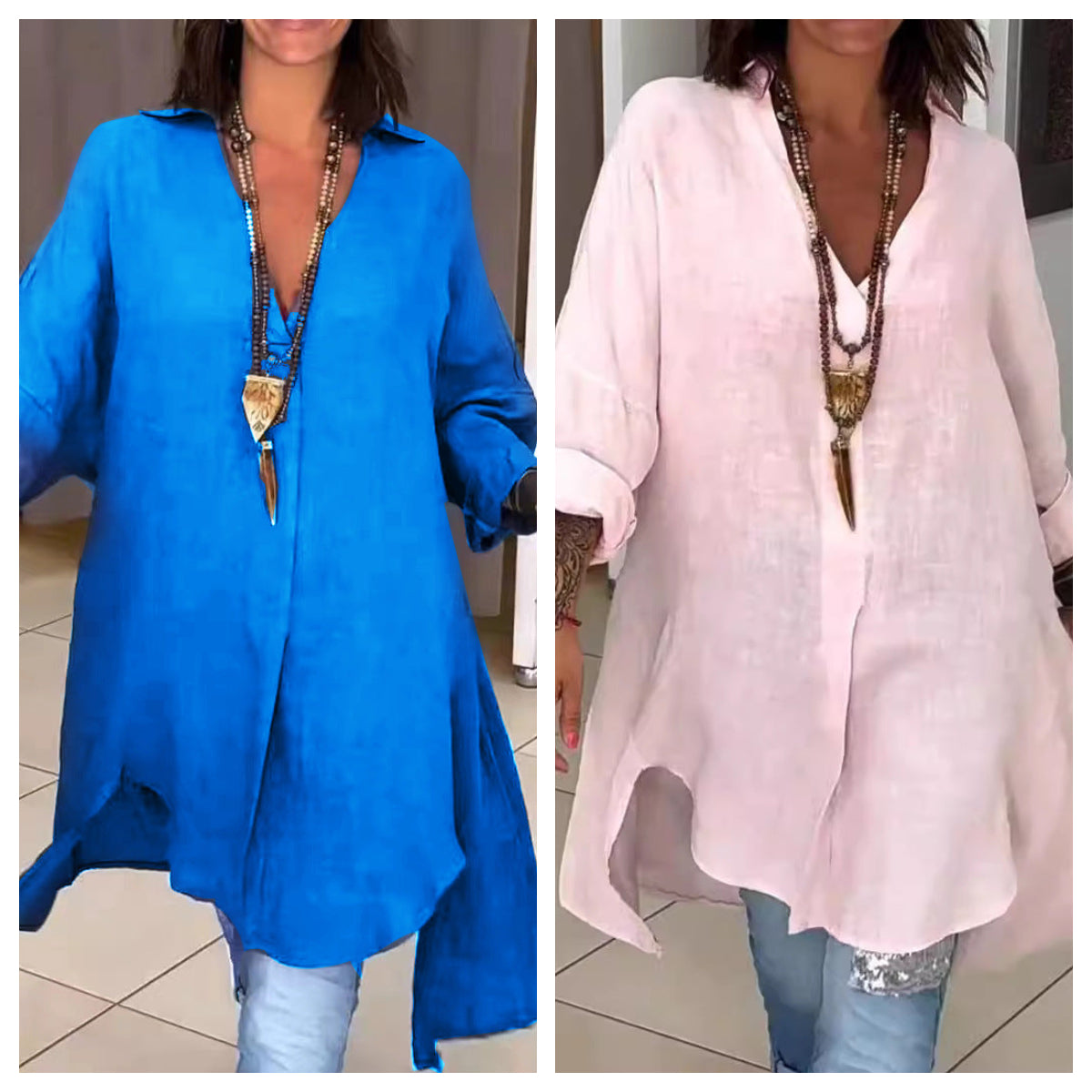White Long Shirt in Oversized Look