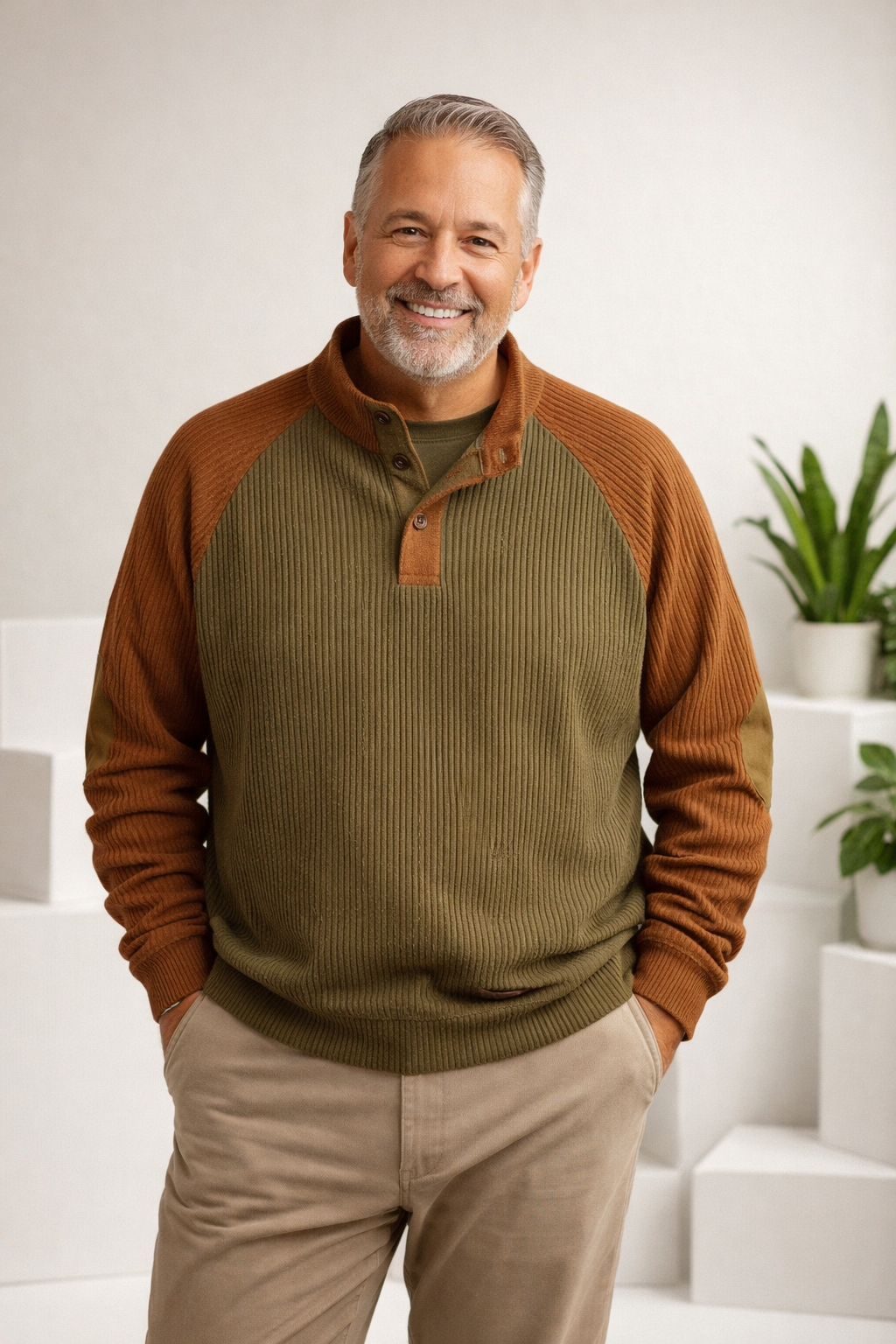 Raziel | Casual Long Sleeve Knit Shirt with Stand-Up Collar