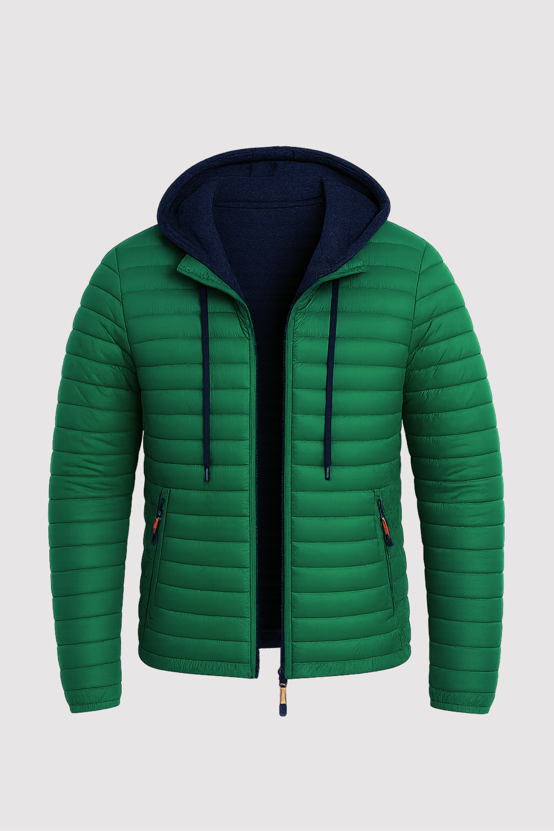 Dielmar - Quilted Hooded Jacket with Front Zip