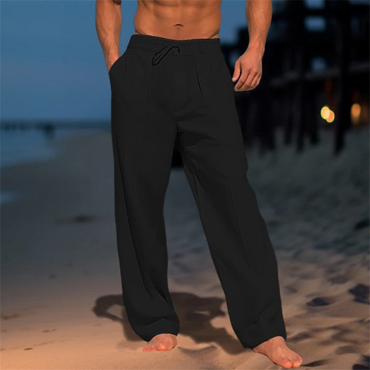 Enzo Linen Trousers with Drawstring and Pleated Front